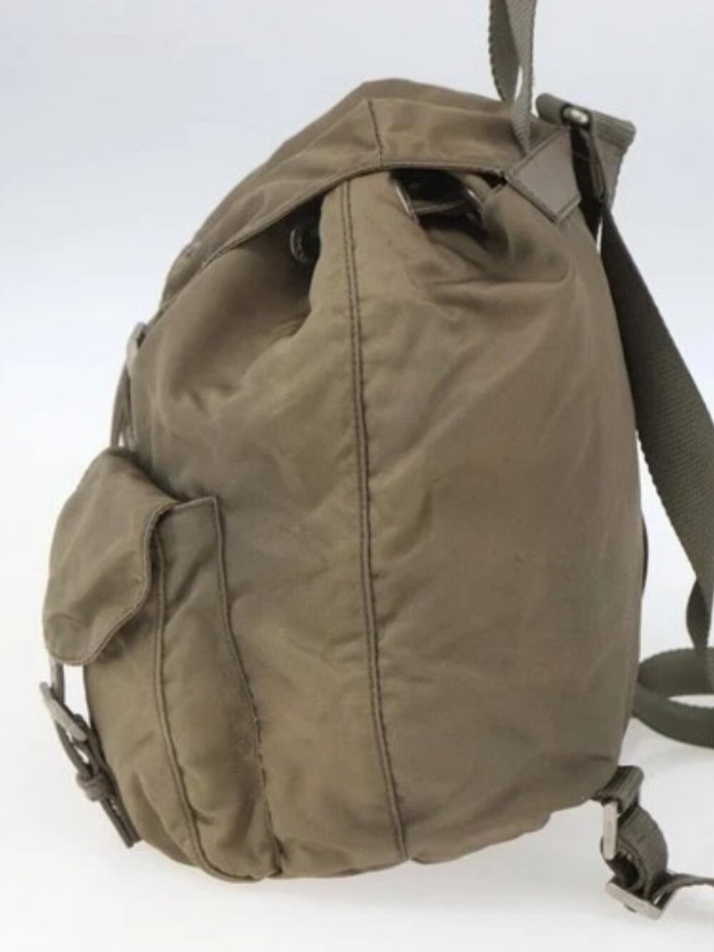 PRADA Backpack Nylon Khaki Silver Auth 163902 - Picture 4 of 16